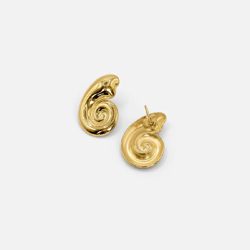 women's diamond stud earrings -18K GOLD SEASHELL EARRINGS