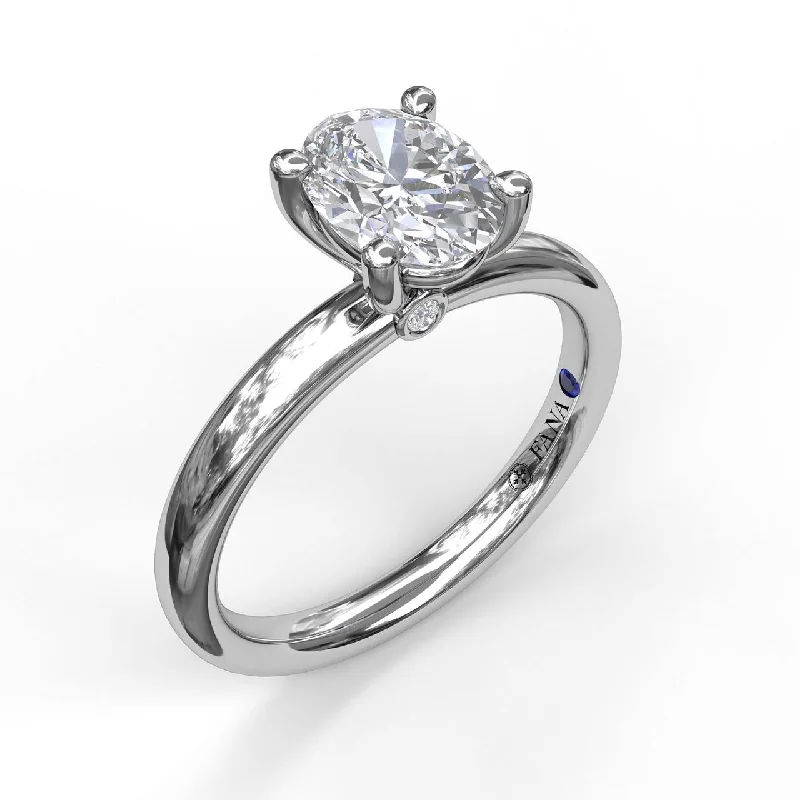 halo engagement rings for women -Fana 14K White Gold Oval Solitaire Engagemt Ring Mounting