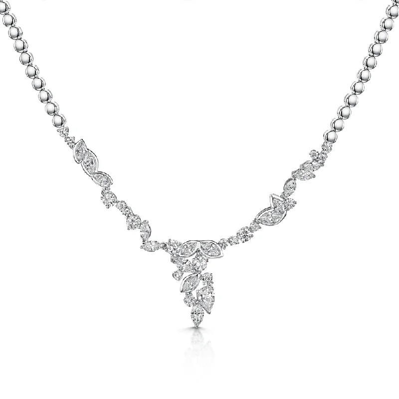 women's unique necklace -18ct White gold Diamond Cascade Necklace