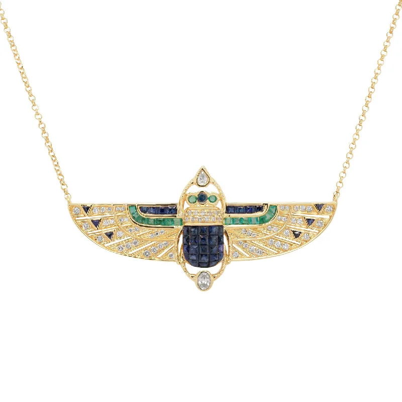 women's zodiac necklace -Deco Scarab Necklace