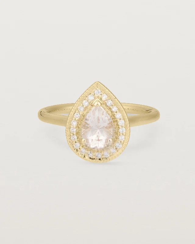 wedding and engagement rings for women -Aurie Halo Ring | Morganite & Diamonds