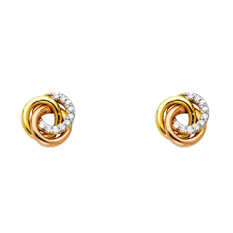 women's diamond hoop earrings -14KY Flower CZ Stud Earrings