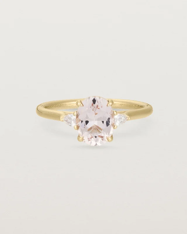 three-stone diamond engagement rings for women -Delphine Ring | Morganite & Diamonds