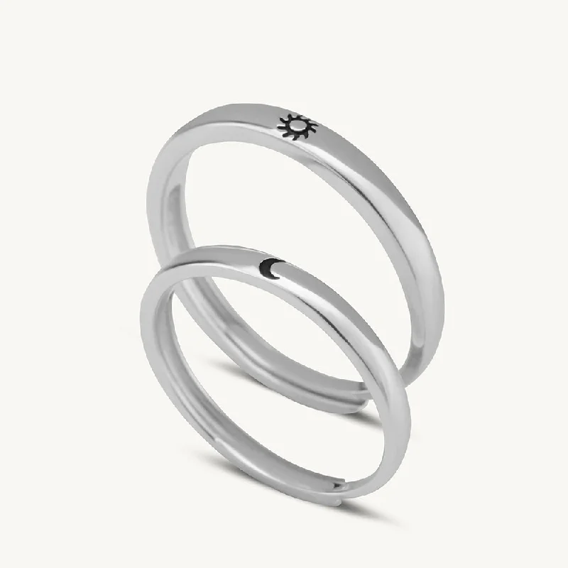 women's designer ring -Sun Moon Couple Rings- 925 Silver