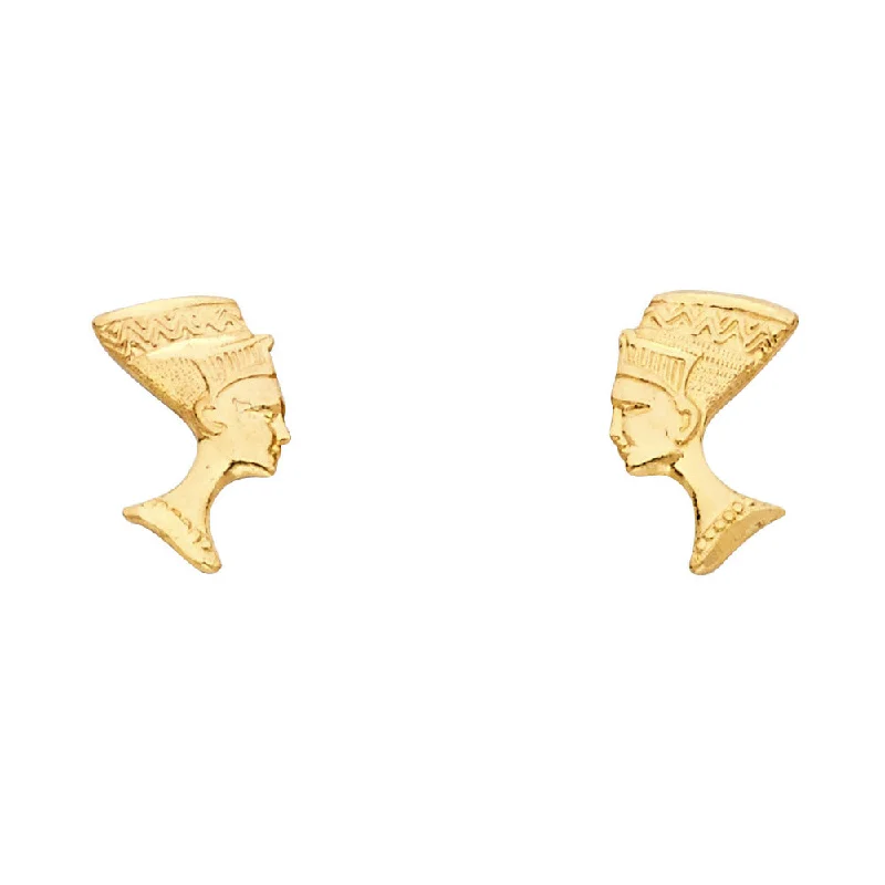 women's round diamond earrings -14KY Pharaoh Post Earrings