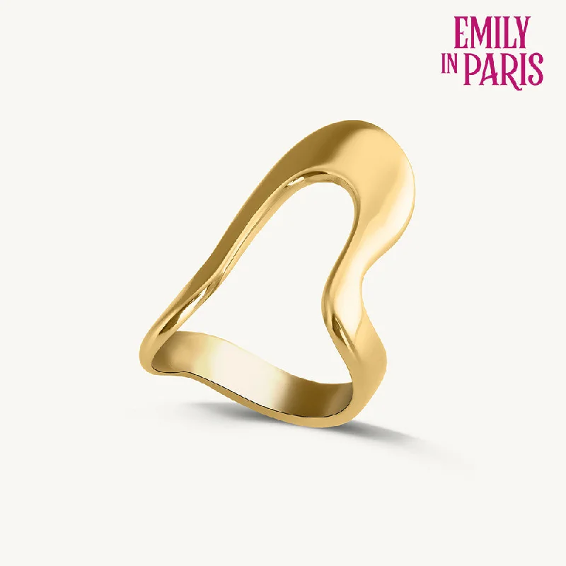 women's moon ring -Gold Curve Ring