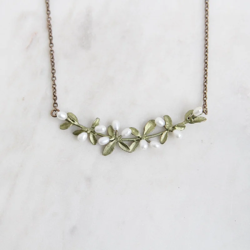 women's diamond necklace -Flowering Thyme Bar Necklace