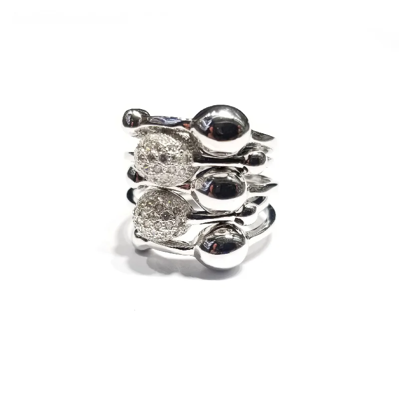 women's crystal ring -Beautiful Orbit Stones CZ Ring (Sterling Silver)