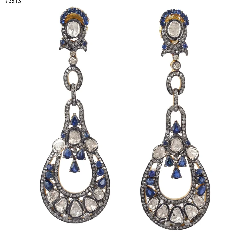 women's luxury diamond earrings -Diamond and Sapphire Estate Earrings