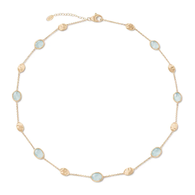 women's charm necklace -Siviglia 18ct Yellow Gold Aquamarine Necklace