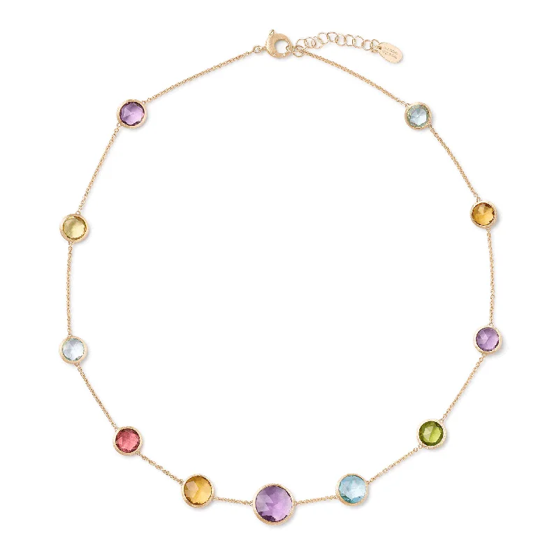 women's minimalist necklace -Jaipur 18ct Yellow Gold Mixed Coloured Stone Necklace