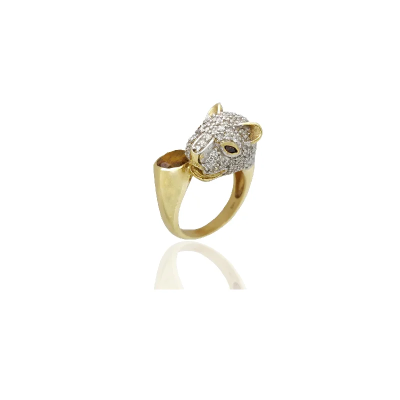 women's diamond band -Panther Iced-Out CZ Ring (14K)