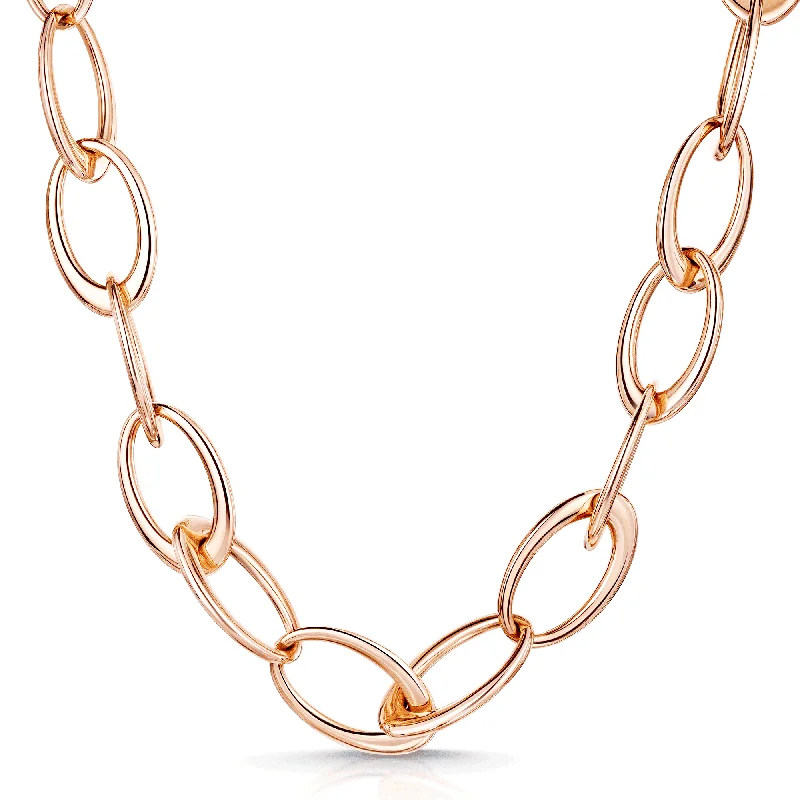 women's personalized gold necklace -18ct Rose Gold Ellipse Collection Open Link Necklace