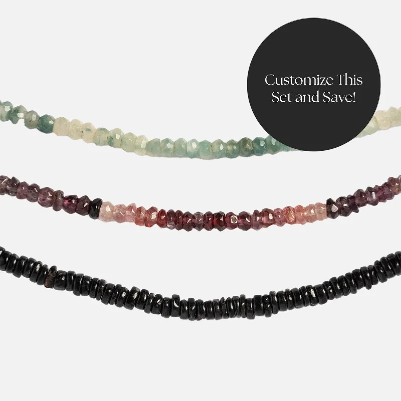 women's vintage necklace -Beaded Gemstone Necklace 3 Pack