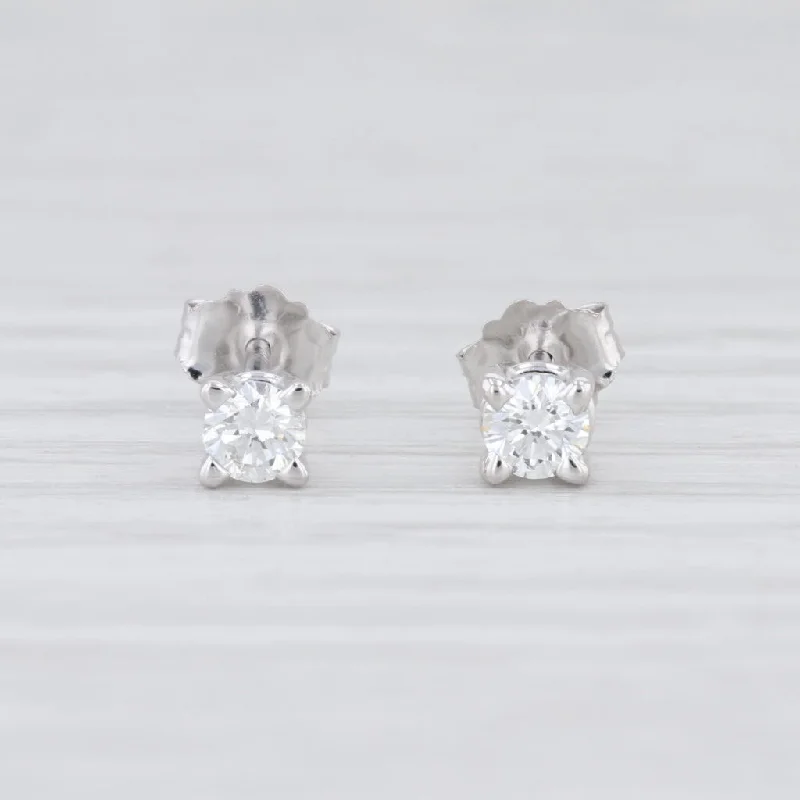 women's emerald cut earrings -New 0.26ctw Diamond Stud Earrings 14k White Gold Round Solitaire Studs VS2