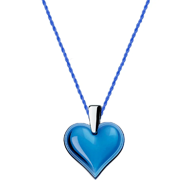 women's vintage gemstone necklace -Amoureuse Beaucoup Sapphire Blue Crystal Heart Necklace