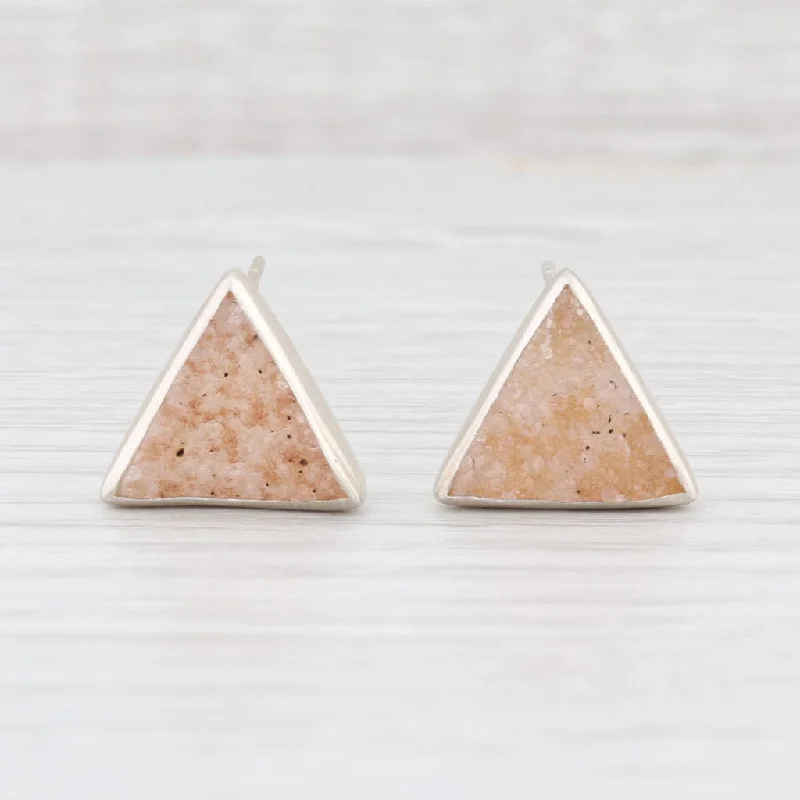 women's custom diamond earrings -New Nina Nguyen Trio Sand Druzy Quartz Earrings Sterling Silver Charm Hooks