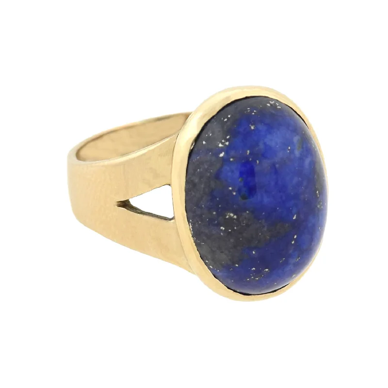 women's eternity ring -Vintage 14kt Lapis Lazuli Cabochon Ring