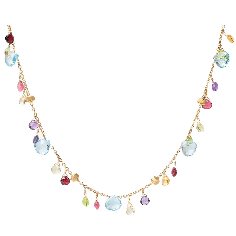 women's sapphire necklace -Paradise 18ct Yellow Gold Multicoloured Gemstone Necklace