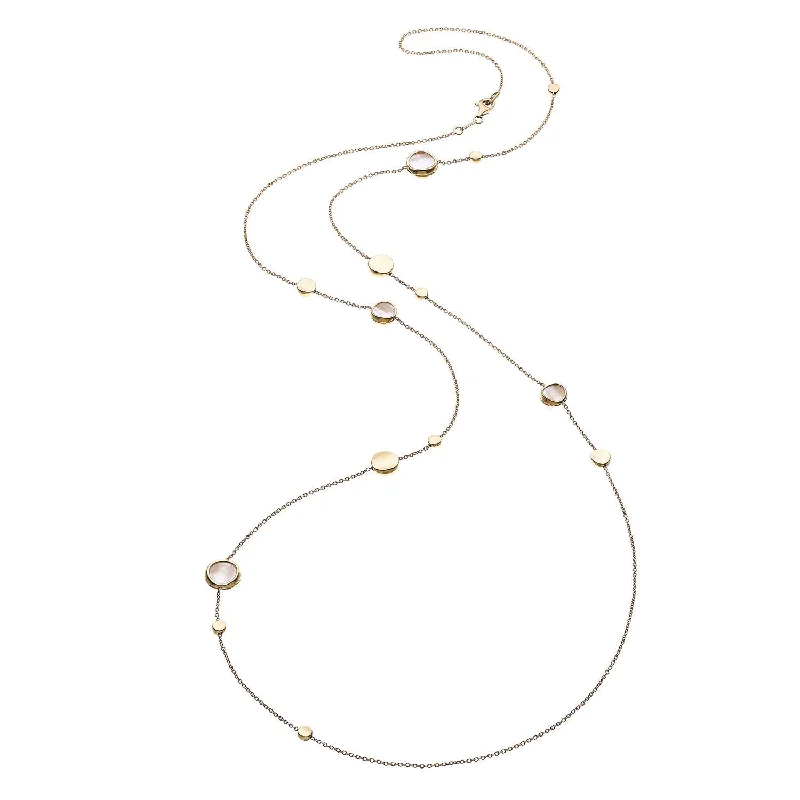 women's layered gold necklace -Armillas Glow Ca Leido 18ct Yellow Gold Flat Circle Pearl Necklace