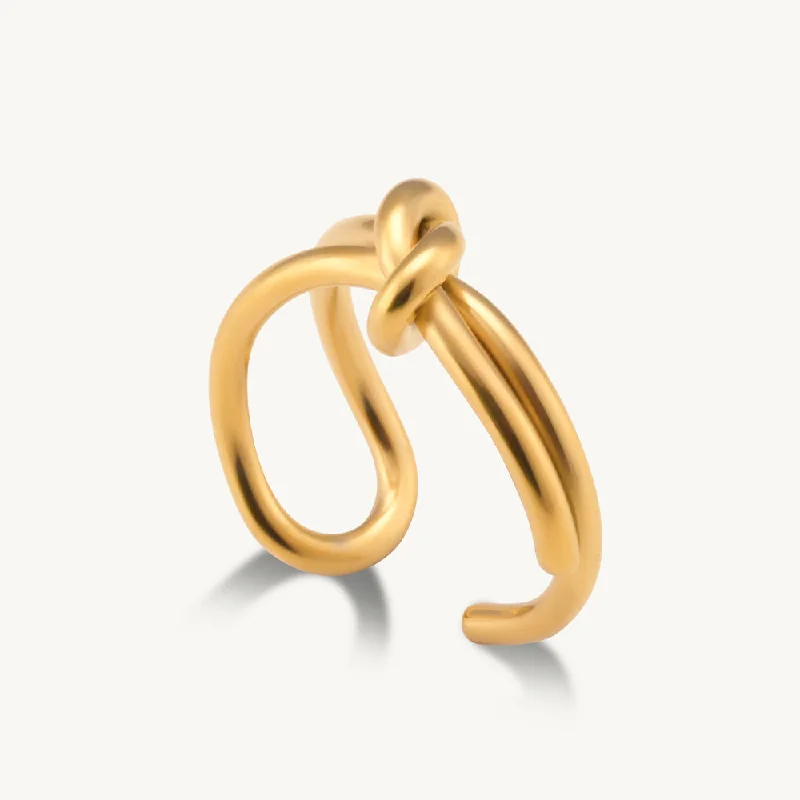 women's cross ring -Golden Embrace Knot Ring