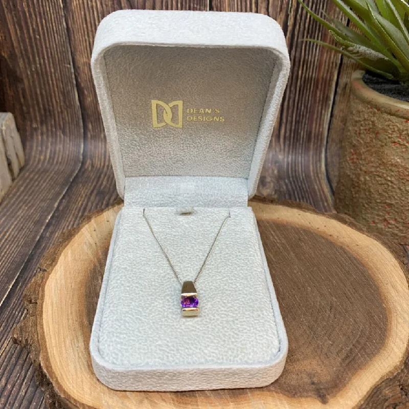 women's sophisticated necklace -14K WG & Amethyst Necklace