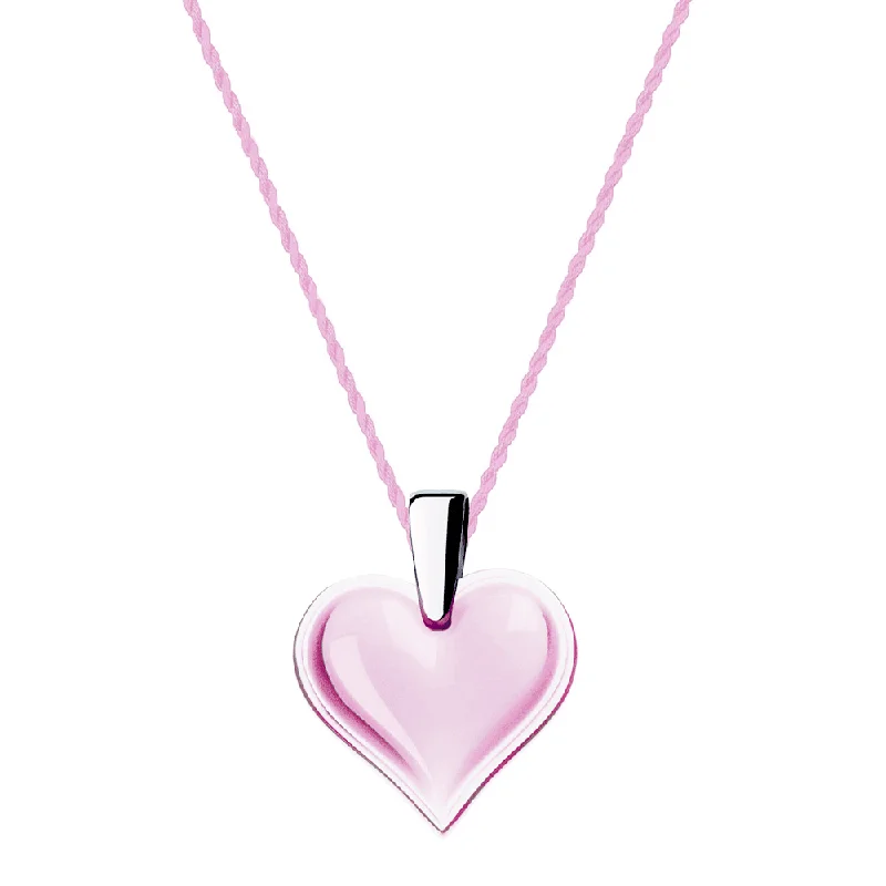 women's handmade necklace -Amoureuse Beaucoup Pink Crystal Heart Necklace