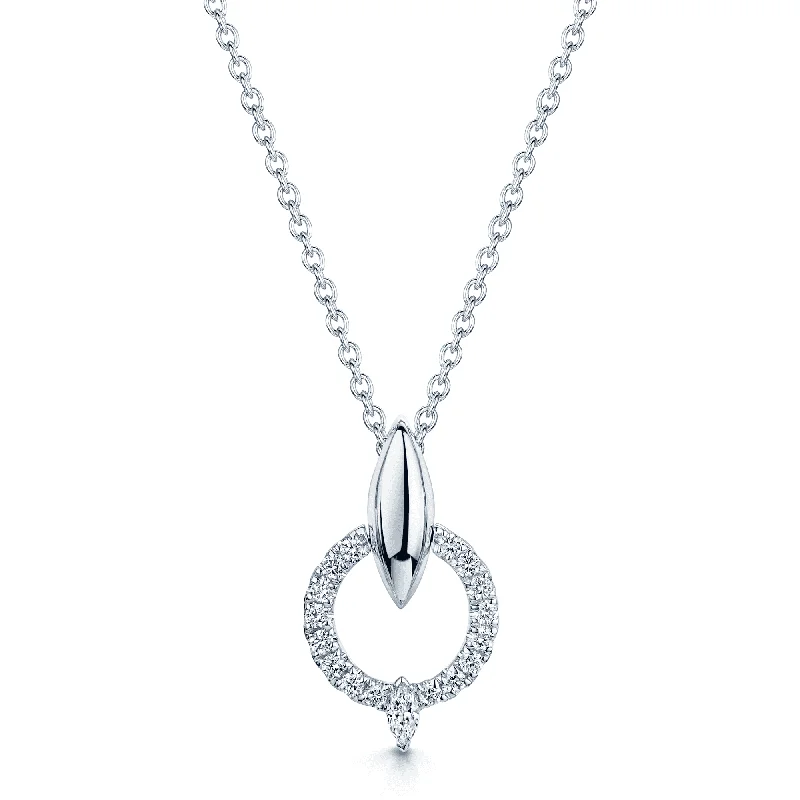 women's opal necklace -The Origin Collection 18ct White Gold Diamond Seed Drop Circle Necklace