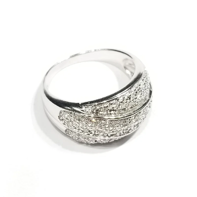 women's geometric ring -Tri-Band CZ Ring (Sterling Silver)