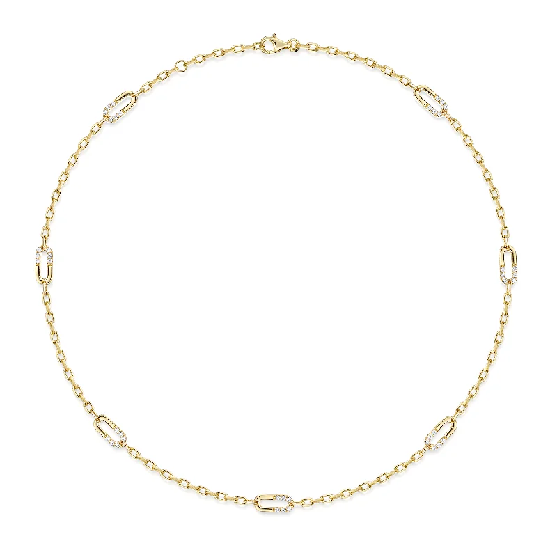 women's anniversary pendant necklace -Verve Collection 18ct Yellow Gold Diamond Loop Necklace