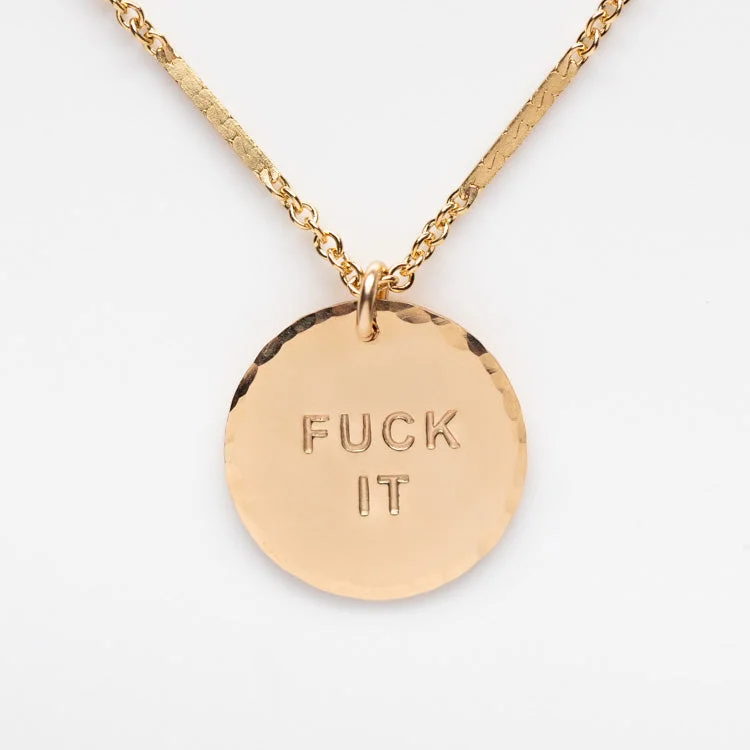 women's rose gold necklace -Fuck It Necklace