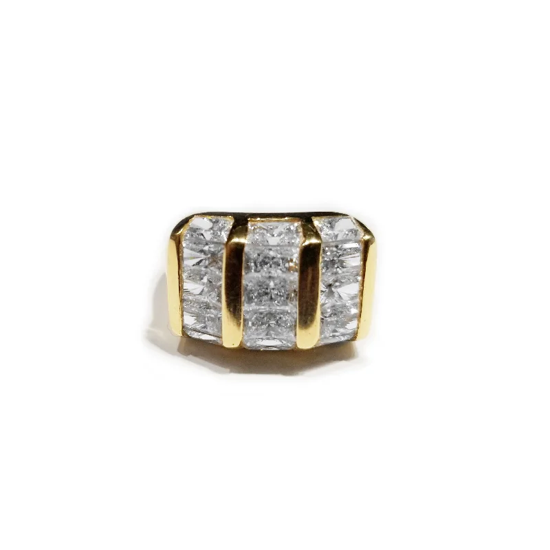 women's moon ring -CZ Crystal Grill Yellow Gold Iced Out Hi Hop Ring (14K)