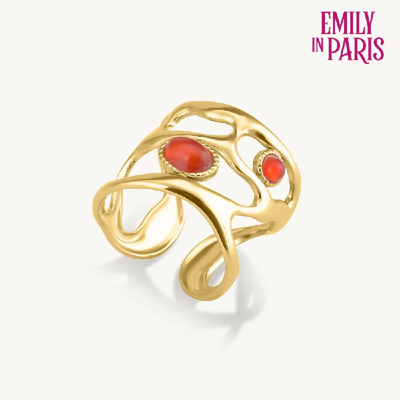 women's geometric ring -Statement Gemstone Gold Ring