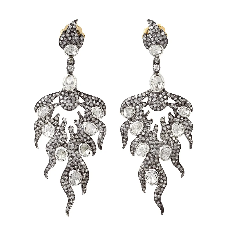 women's trendy earrings -White Diamond Flame Earrings