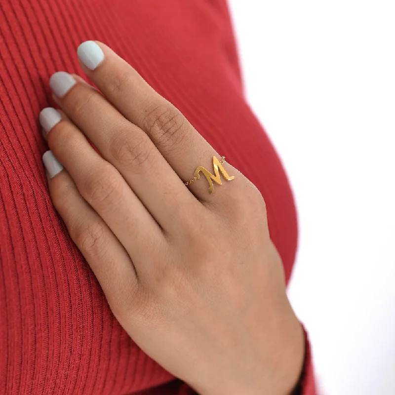 women's cocktail ring -Initial M Ring