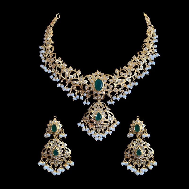 women's anniversary necklace -AFSANA  gold plated silver necklace set ( READY TO SHIP )