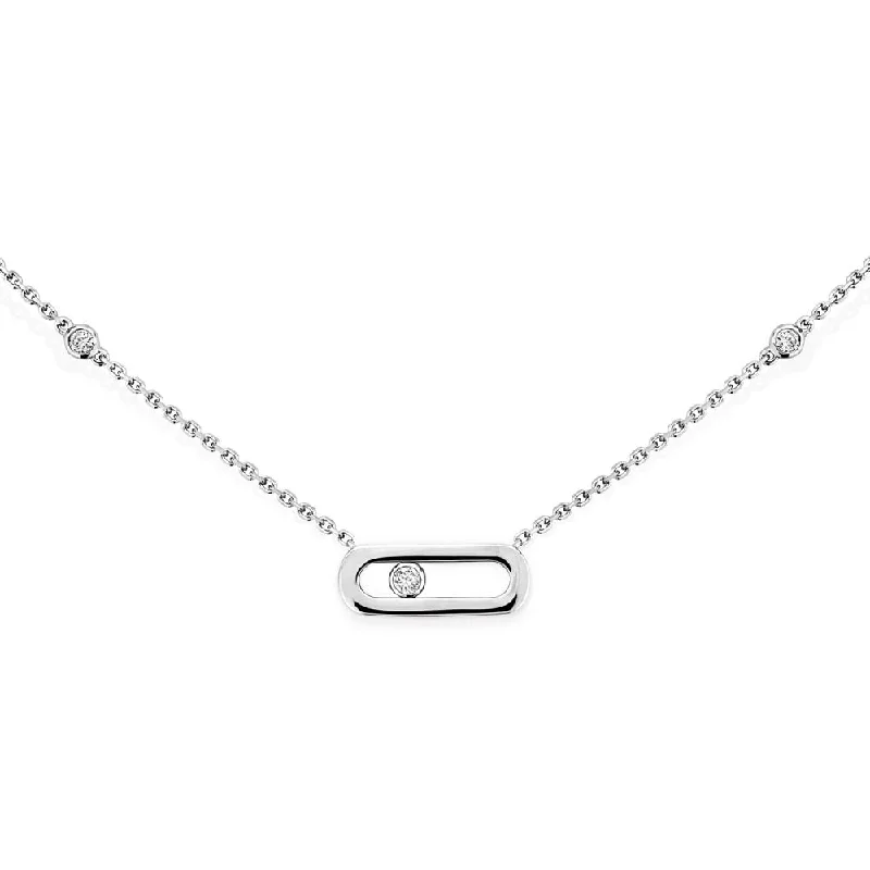 women's birthstone pendant necklace -18ct White Gold Move Uno Diamond Necklace