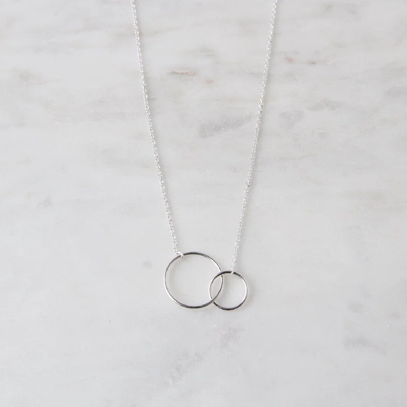 women's silver chain necklace -Interlocking Circles Necklace