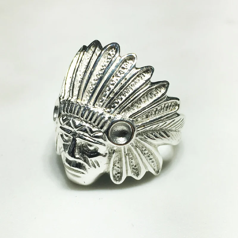 women's band ring -Indian's Head Men's Ring (Silver)