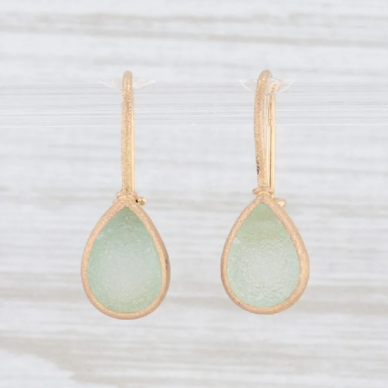 women's celestial earrings -New Nina Nguyen Aquamarine Druzy Drop Earrings 18k Yellow Gold Hook Posts