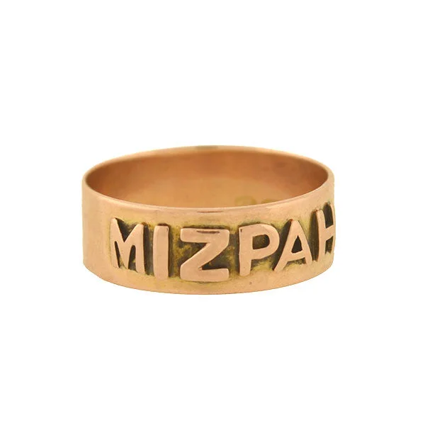 women's cocktail ring -Victorian English 9kt "MIZPAH" Wide Band Ring