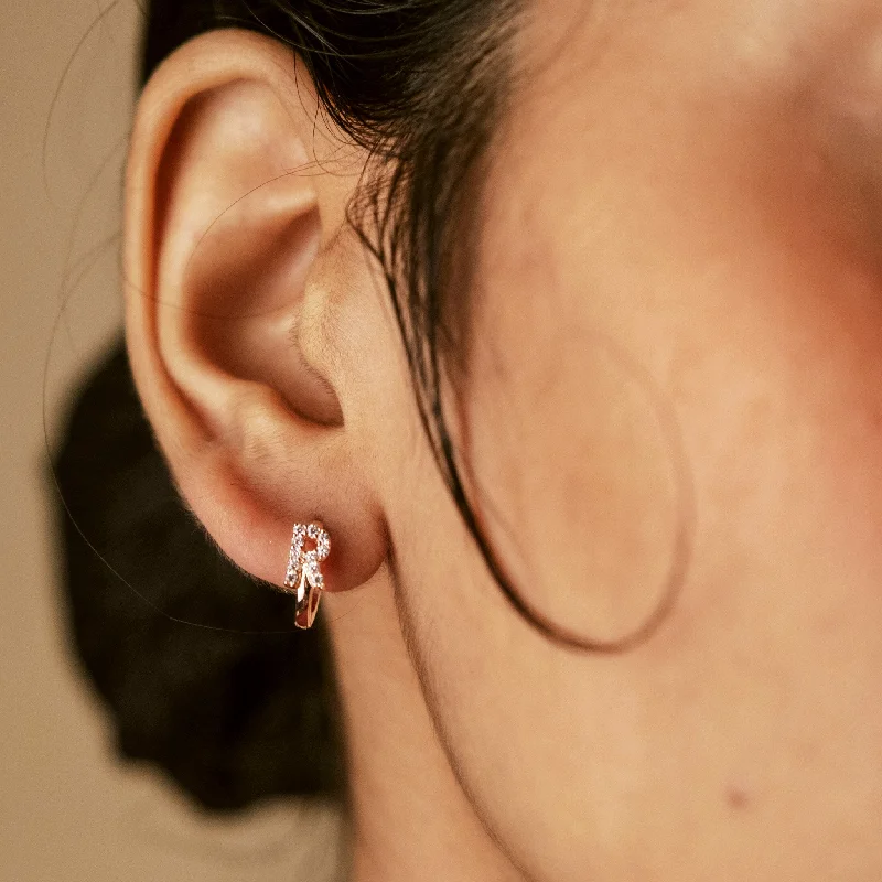 women's rose gold earrings -Initial Earrings