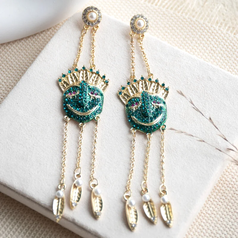 women's butterfly earrings -Eccentric Portrait Statement Earrings