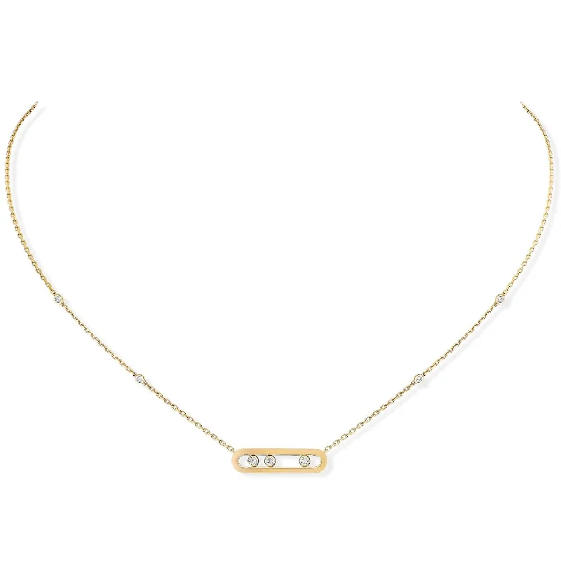 women's star necklace -18ct Yellow Gold Baby Move Three Diamond Set Necklace