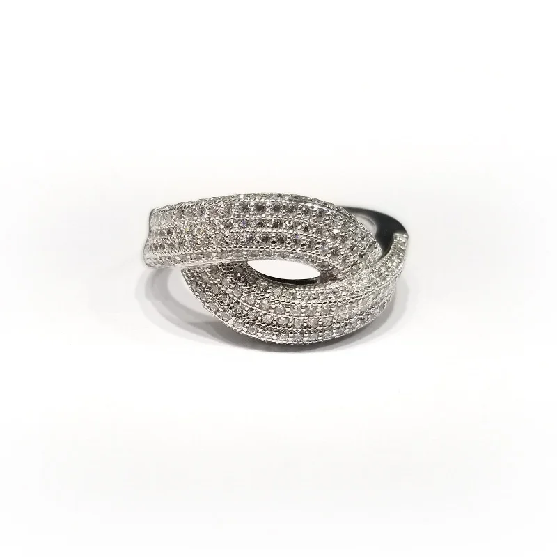 women's stackable ring -Dual Bands CZ Ring (Sterling Silver)