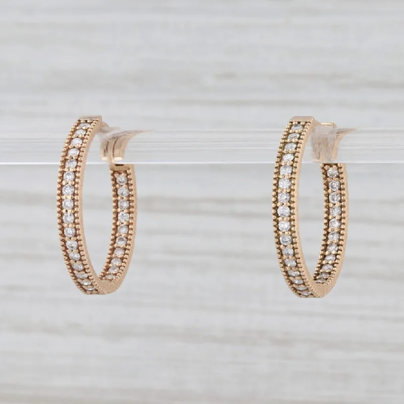 women's flower stud earrings -New 0.70ctw Nina Nguyen Gemma Diamond Inside Out Hoop Earrings 18k Yellow Gold