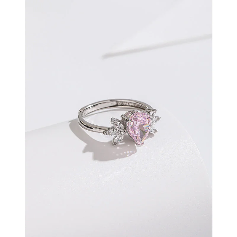 Pink Diamond High Carbon Rhinestone Ring 925 Silver TC42