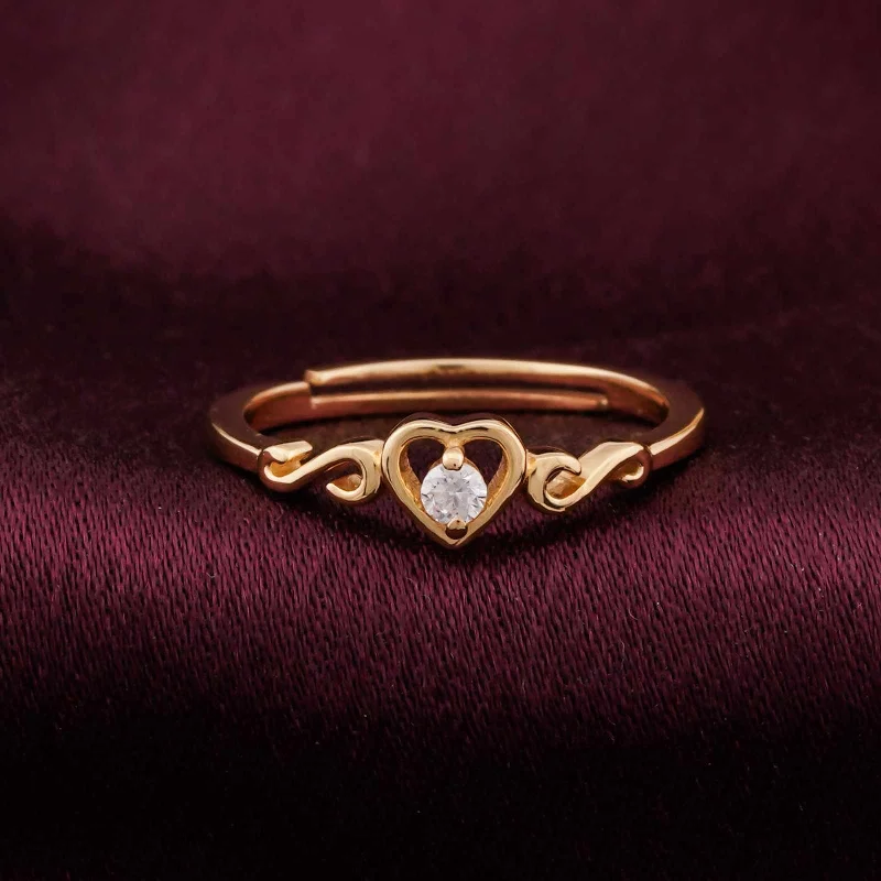 women's band ring -Golden Vintage Heart Valentine Ring