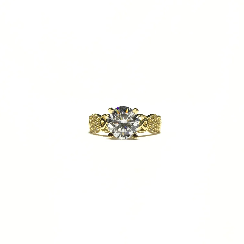 women's cushion cut ring -Round CZ Cluster and Figure 8 Ring (14K)