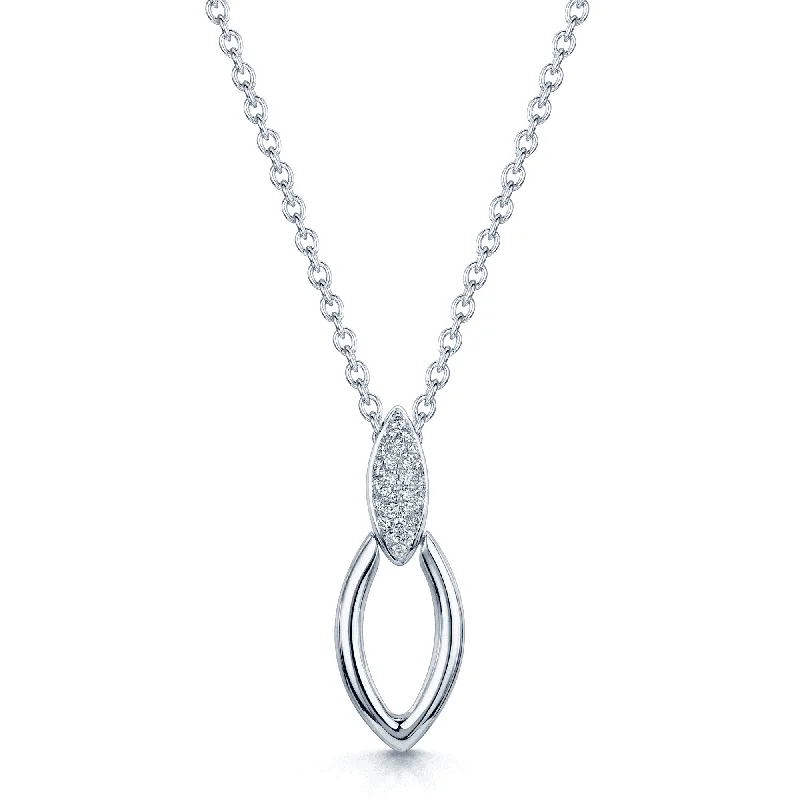 women's butterfly necklace -The Origin Collection 18ct White Gold Diamond Pave Open Seed Drop Necklace